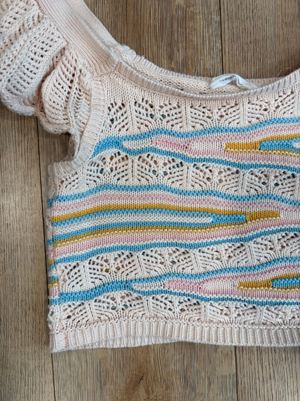 Goodnight Macaroon Crochet Knit Crop Top Size M